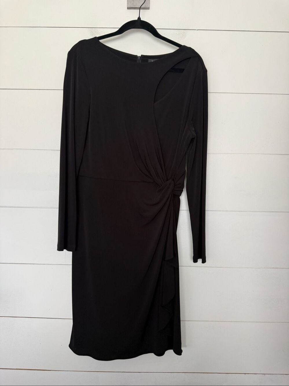 Tahari Women’s 14 Black Stretchy Keyhole Dress Longsleeve